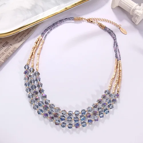 Vista 7 de Bocar Collar para mujer, collar de cuentas de 3 capas, joyería de moda, regalos de fiesta para ella
