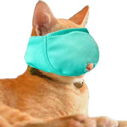 Vista 9 de Bozal para gatos con malla transpirable, bozal protector bucal de gato para evitar mordeduras y masticar (XS - negro)