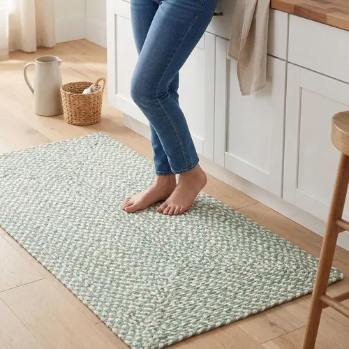 Vista 31 de Super Area Rugs - Alfombra trenzada de algodón de tres colores para granja, estilo búfalo a cuadros, negro, blanco, gris, 2 x 3 pies, rectangular