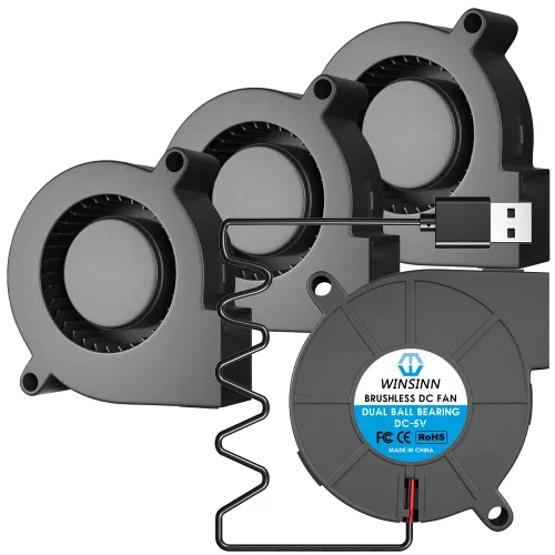 Vista 10 de WINSINN Ventilador de soplador 5015 de 1.969 in, 5 V, impresora 3D, ventiladores de 5 voltios, turbina turbina Turbo doble rodamiento de bolas