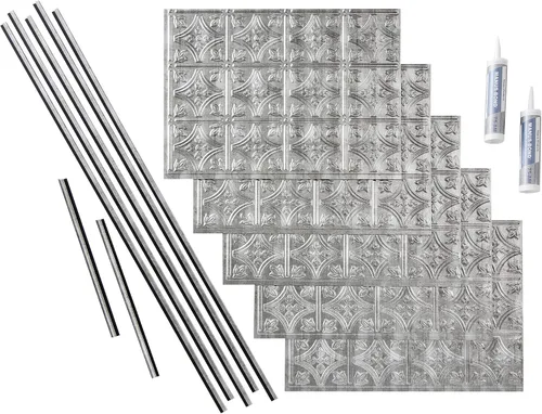 Vista 23 de FASÄDE Kit de protector contra salpicaduras decorativo de vinilo estilo tradicional/patrón 1 de 15 pies cuadrados en bronce antiguo