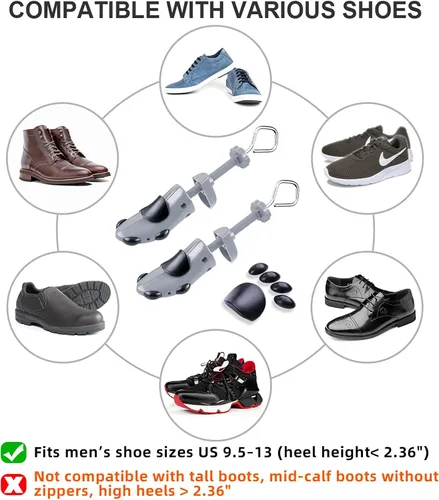 Vista 6 de cyrico Ensanchador de zapatos para hombre, ampliador de zapatos de 4 vías, forma de árbol de zapatos para pies anchos