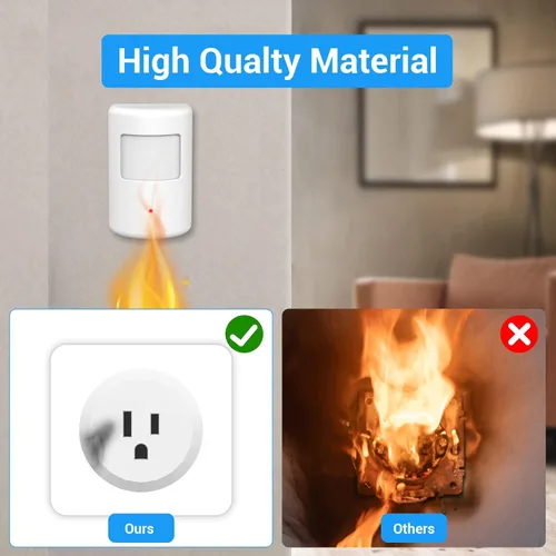 Vista 4 de Interruptor con sensor de movimiento SEHOMY con toma de corriente para baño y cocina, control de lámpara de dormitorio, extractor, campana