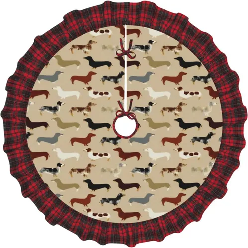 Vista 29 de A Brood of Chickens - Falda de árbol de Navidad de 30 pulgadas con borde de cuadros búfalo rojos y negros, decoración para Feliz Navidad, casa