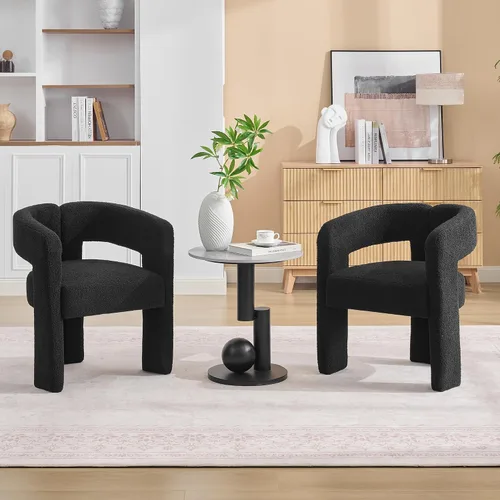 Vista 25 de adochr Sillas de comedor modernas con diseño de barril, silla de comedor de terciopelo con patas de madera, sillas decorativas con brazos, cómodos