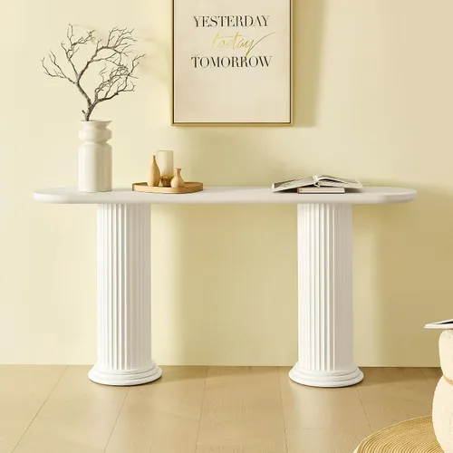 Vista 22 de Mesa consola pequeña de 31.9 pulgadas, estilo retro, estilo campestre, estilo francés, vintage, mesa de entrada, mesa de sofá para sala de estar