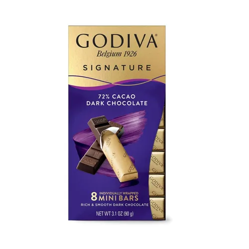 Vista 2 de Godiva Chocolatier Mini barras Chocolate Signature, 72% cacao oscuro, 3.1 onzas (paquete de 12)