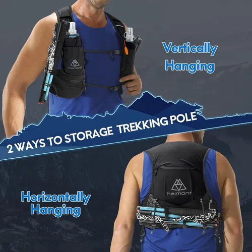 Vista 7 de Haimont Chaleco de hidratación para correr con botellas de agua para mujeres y hombres, mochila de agua ligera ajustable de 8 litros con frascos