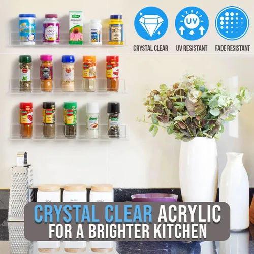 Vista 6 de El organizador de especias de acrílico "invisible". El organizador de hierbas y especias perfecto para la cocina Estantes flotantes amurados a