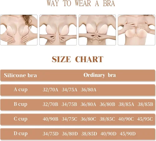 Vista 5 de Rose Charel Sujetadores adhesivos para mujer sin espalda adhesivos invisibles con efecto push up 2 pares de sujetadores mágicos reutilizables sin