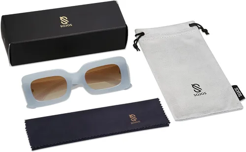 Vista 6 de SOJOS Retro 90s Small Nude Rectangle Sunglasses Womens Mens Trendy Chunky Glasses