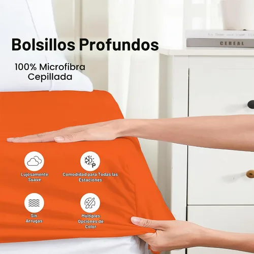 Vista 3 de Hotella Sábana bajera ajustable 100% microfibra tamaño individual, ultra suave, calidad de hotel con bolsillo profundo de 14 pulgadas, protector