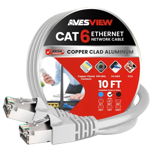 Vista 16 de Cable Ethernet blindado CAT 6 de 5 pies, para interiores de alta velocidad (SFTP) 10 Gbps blindado sin enganches, cable Ethernet de 5 pies