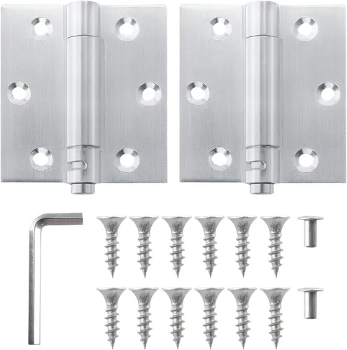 Vista 8 de Paquete de 2 bisagras de puerta de cierre automático de 3 pulgadas, bisagras de puerta con resorte de 3 pulgadas, tensión ajustable para garaje