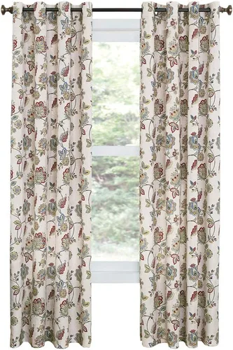 Vista 5 de Renaissance Home Fashion Collections Etc Colette panel de cortina con ojales estampado, 52" x 84", lino