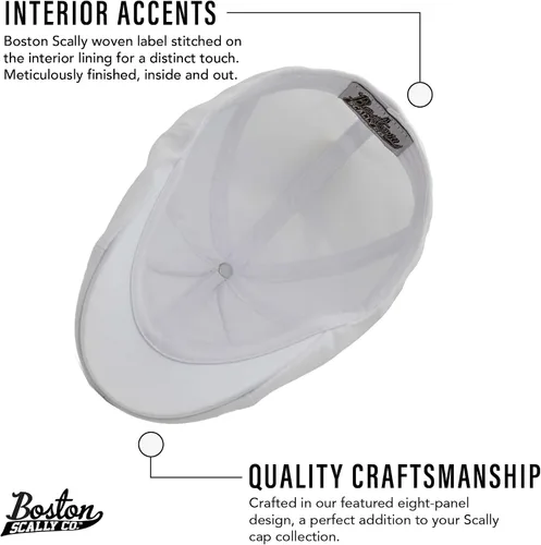 Vista 3 de The Original Boston Scally Cap - The Driver Mens Flat Hat - Ocho Panel Newsboy Cap para Hombres - Blanco