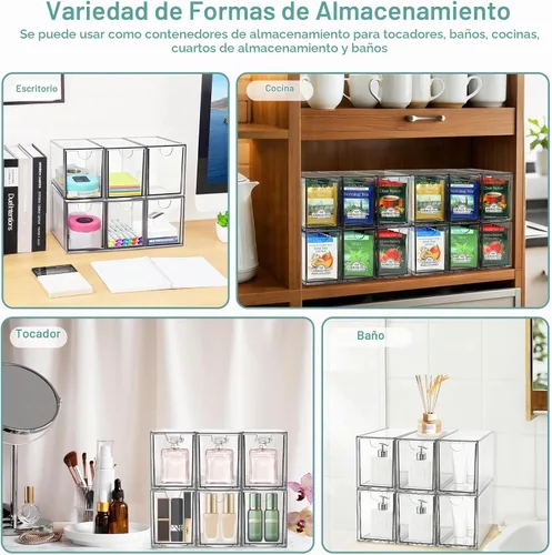 Vista 7 de LANLISA Paquete de 6 organizadores y almacenamiento de bolsas de té Organizador de bolsa de té, contenedor de cajón de té de plástico, para gabinete
