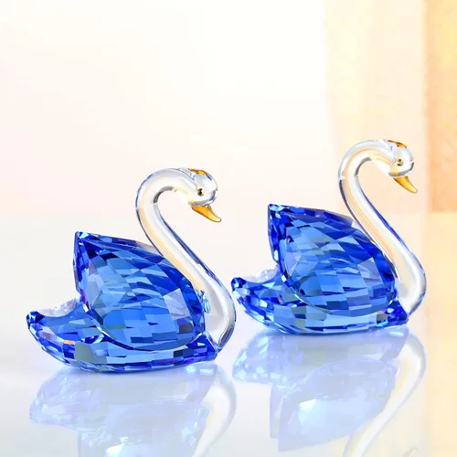 Vista 2 de DOJOZ Crystal Swan - Un par de regalos dulces para el día de San Valentín, colección de figuritas brillantes, pisapapeles, centro de mesa (azul)