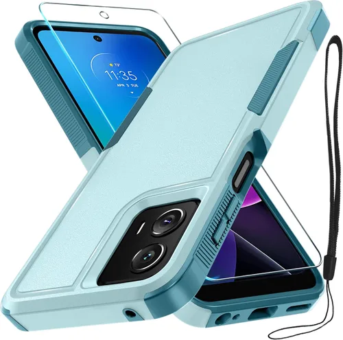 Vista 27 de Funda compatible con Moto G 5G 2024, cuerpo completo, resistente, resistente, a prueba de golpes, con correa de cordón, protector de pantalla