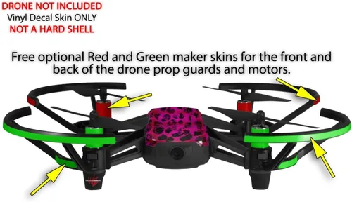 Vista 3 de Skin Decal Wrap 2 Pack Compatible with DJI Ryze Tello Pink Distressed Leopard Drone NOT Included