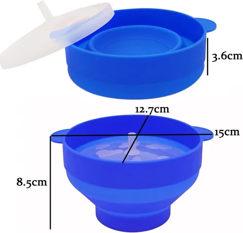 Vista 2 de Mini palomitas de maíz para microondas, silicona sin BPA, plegable, para hacer palomitas de maíz, cuenco para palomitas de maíz, apto para Azul