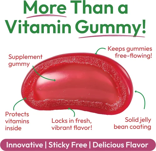 Vista 3 de Human Beanz Biotin Jelly Bean - Vitaminas gomosas, biotina de máxima fuerza para el cabello, la piel y las uñas, 10,000 mcg por porción, vitaminas