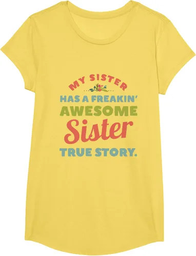 Vista 58 de Camiseta My Sister Has A Freakin Awesome Sister True Story, Negro, S