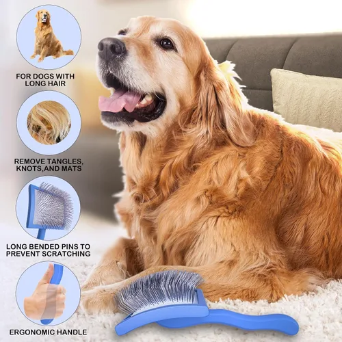 Vista 3 de Cepillo deslizante para perros, kit de aseo dorado para garabatos dorados, cepillos desmenuzadores para Goldendoodles, Labradoodles, Poodles, Azul