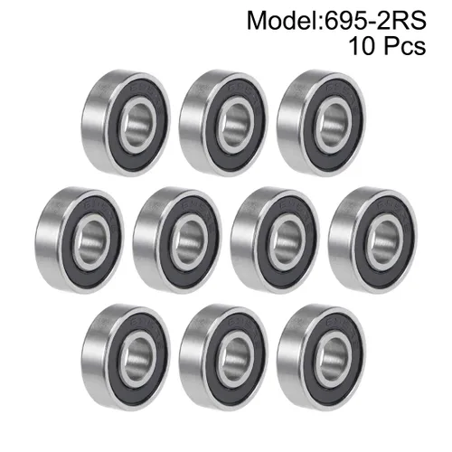 Vista 2 de uxcell 695-2RS Rodamientos rígidos de bolas de 0.197 in x 0.512 in x 0.157 in, acero cromado sellado doble P6 (ABEC3), 10