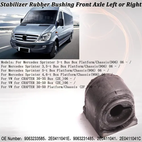 Vista 6 de Estabilizador delantero izquierdo o derecho anti barra estabilizador buje de goma para Mercedes Sprinter Van 2500 906 para VW CRAFTER 9063233585