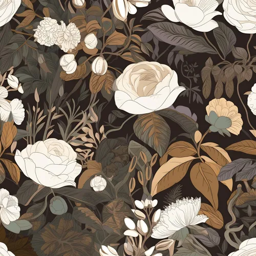 Vista 22 de Papel tapiz floral para despegar y pegar, papel de contacto negro/beige, flores de peonía grandes de 17.5 x 118 pulgadas, papel mural vintage