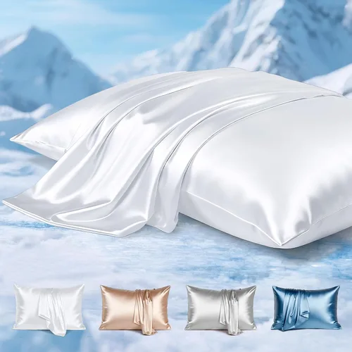Vista 16 de Avolare Fundas de almohada refrescantes, más suaves que la seda, paquete de 2 fundas de almohada refrescantes para personas que duermen con calor