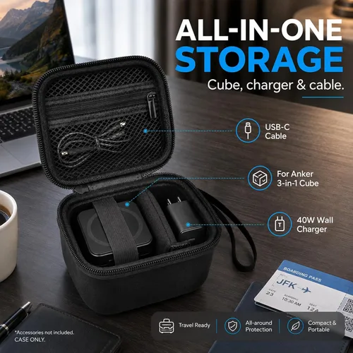 Vista 3 de PAIYULE EVA Hard Case for Anker 3-in-1 Cube Charging Station Negro