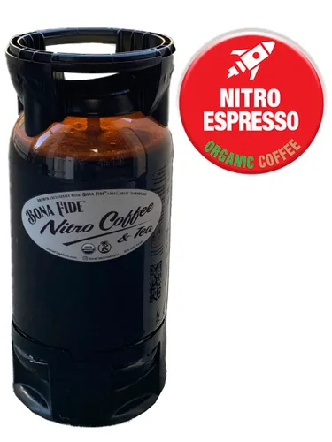 Vista 4 de Nitro Cold Brew Espresso Coffee, orgánico, barril de PET, 5 galones, café de barril en grifo