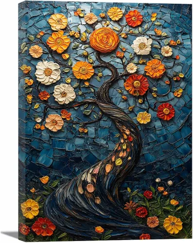 Vista 22 de VOCBAN Tree of Life Canvas Wall Art Painting Poster Nature Print Canvas Wall Art Print Artwork Living Room Bedroom Office Hallway Picture(black
