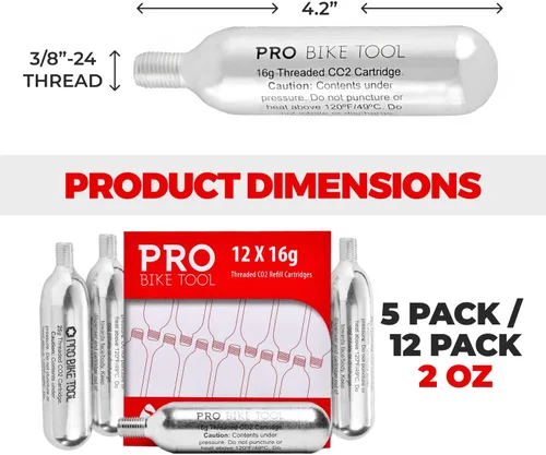 Vista 3 de PRO BIKE TOOL Threaded CO2 Cartridges for Bike Tires & Inflators