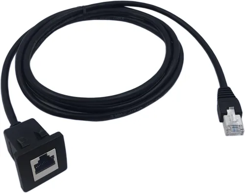 Vista 8 de CERRXIAN Cable de montaje en panel RJ45 macho a hembra LAN Ethernet Cat 5e (Negro)(3.3 ft)