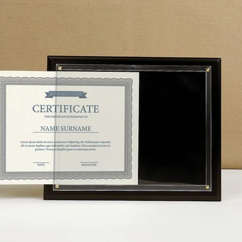 Vista 4 de Placa de premio de certificado de papelería fina Negro