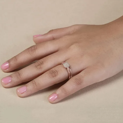 Vista 2 de DZON - Juego de joyas de plata de ley con halo de diamantes TDW de 110 quilates regalo de amor para mujeres I-J I2 Metal precioso Sin gemas diamante