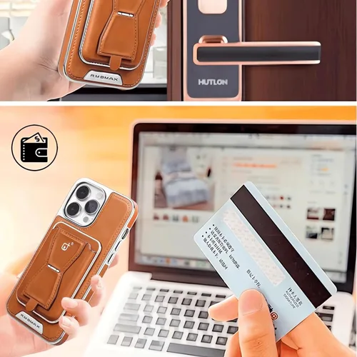 Vista 2 de Funda magnética de cuero para teléfono con tarjetero desmontable, elegante y funcional funda magnética tipo cartera para iPhone (iPhone 12, negro)