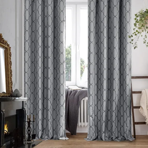 Vista 6 de Deconovo Cortinas 100% opacas de 84 pulgadas de largo para dormitorio con Gris ceniza