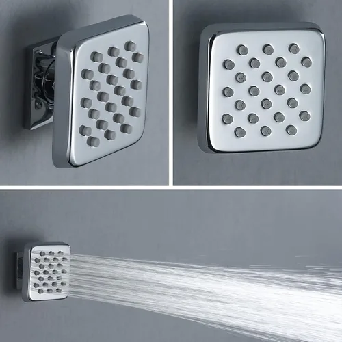 Vista 9 de RANDOM Cromo Ducha Cuerpo Spray Jets Cuadrado Latón Cuerpo Jet Masaje Spa Lluvia Cabezal de ducha de montaje en pared lateral Pulverizador
