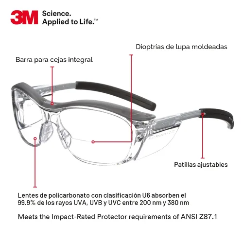 Vista 2 de Gafas de protección 3M Nuvo Reader, Transparente, 1