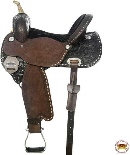 Vista 2 de HILASON Western Horse Barrel Racing Saddle Trail American Leather Western Saddle Saddle for Horses Barrel Racing Saddle