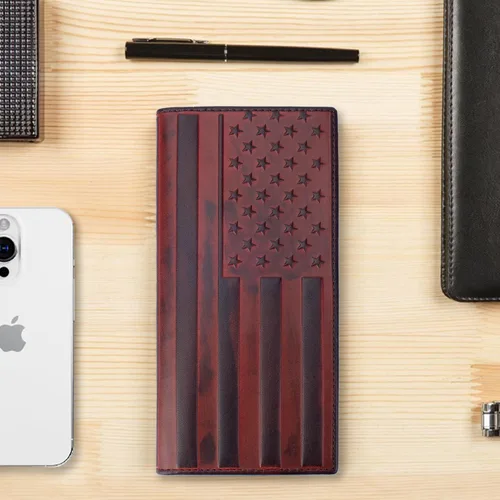 Vista 7 de Billeteras occidentales para hombres, cartera de chequera Rodeo para vaqueros, billetera larga plegable para hombre, tarjetero con bloqueo RFID