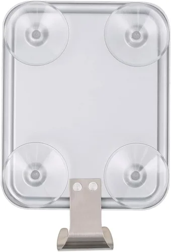 Vista 4 de Espejo de ducha sin niebla para afeitar, rectangular con 4 ventosas, espejo de ducha sin niebla con soporte para maquinilla de afeitar, a prueba