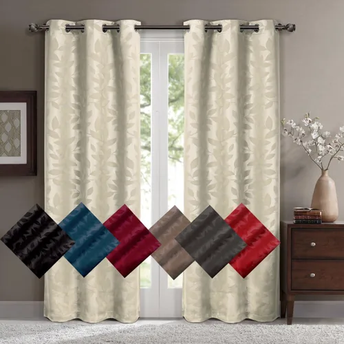 Vista 3 de Royal Hotel - Panel de cortina de blackout para ventana Paisley Jacquard, para colgar en arandelas, par de paneles/ juego de 2 paneles.