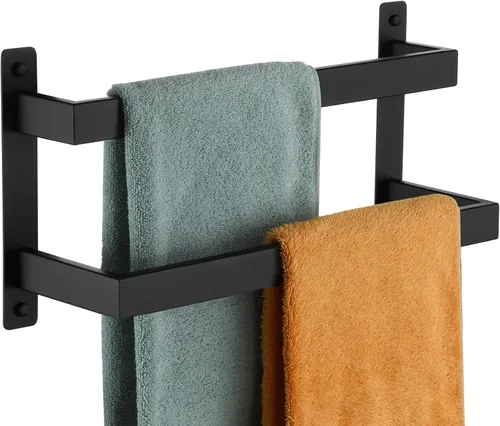 Vista 20 de KOKOSIRI Barras para Toallas de Baño de 2 Niveles Tipo Escalera Dorado Cepillado Rieles para Toallas de 24 Pulgadas Soportes para Toallas Montados