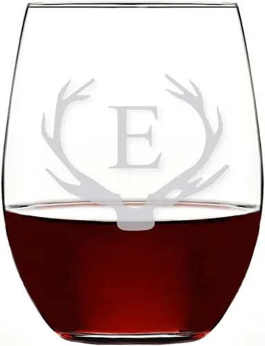 Vista 9 de Antler Initial - Copa de vino sin tallo (15 onzas, letra B, 4 unidades)