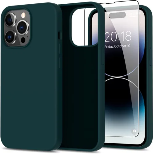 Vista 39 de bemal Funda para iPhone 14 Pro con protector de pantalla, silicona líquida de ajuste delgado, forro de microfibra suave, diseñada para mujeres